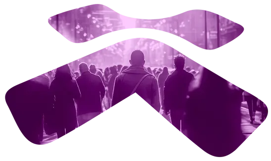 Crowd silhouettes in chevron shape representing audience strategy