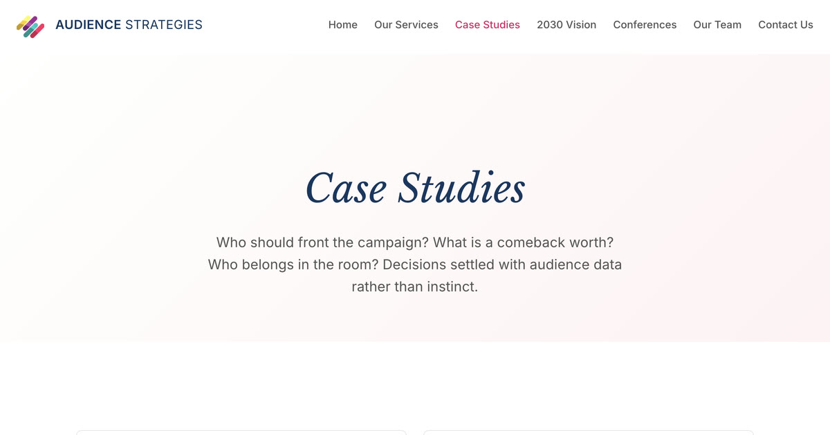 The Audience Strategies case studies page